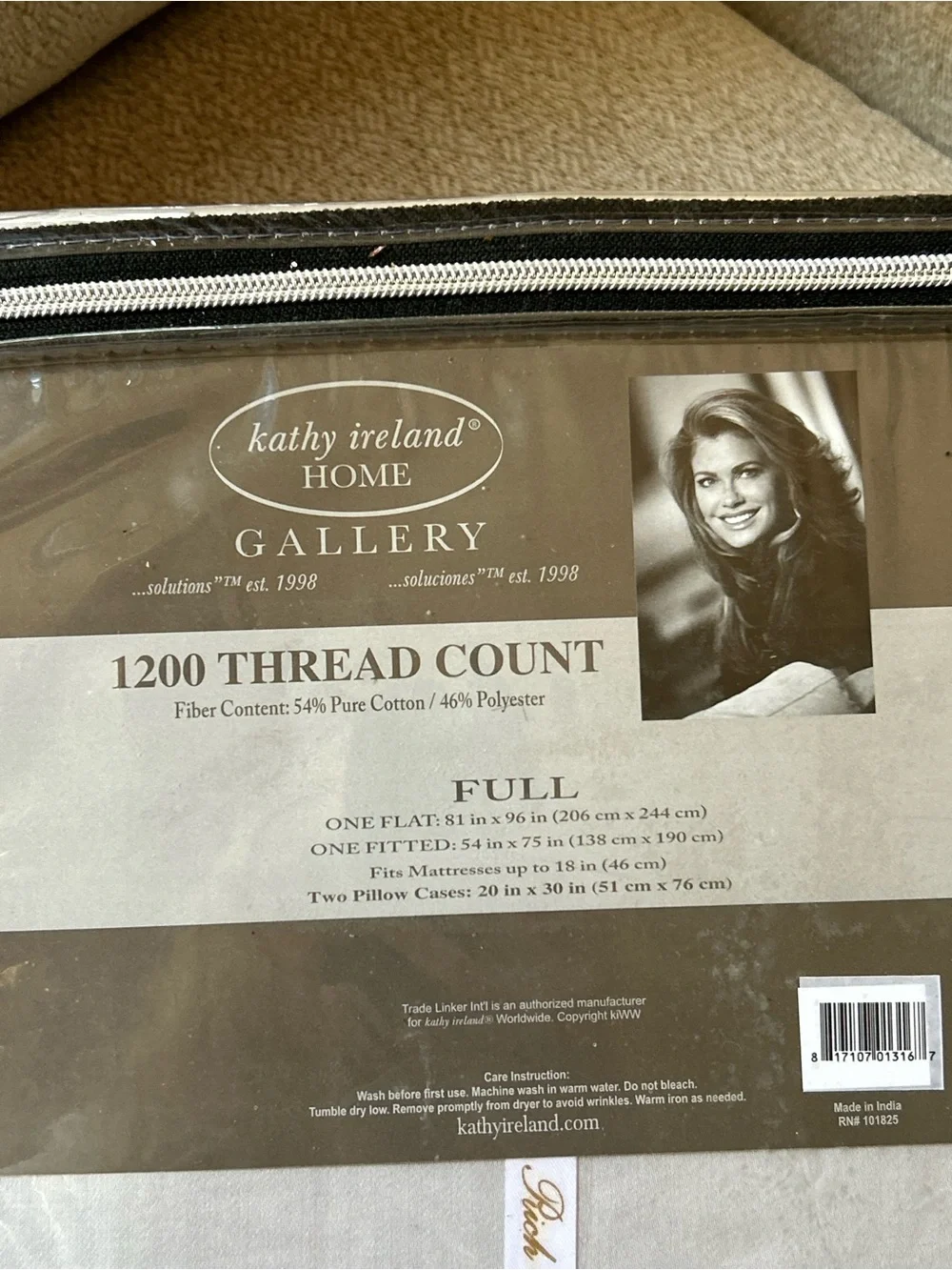 NWT kathy ireland Gallery 1200 Thread Count Full Sheet Set Lt Gray Extra Cases